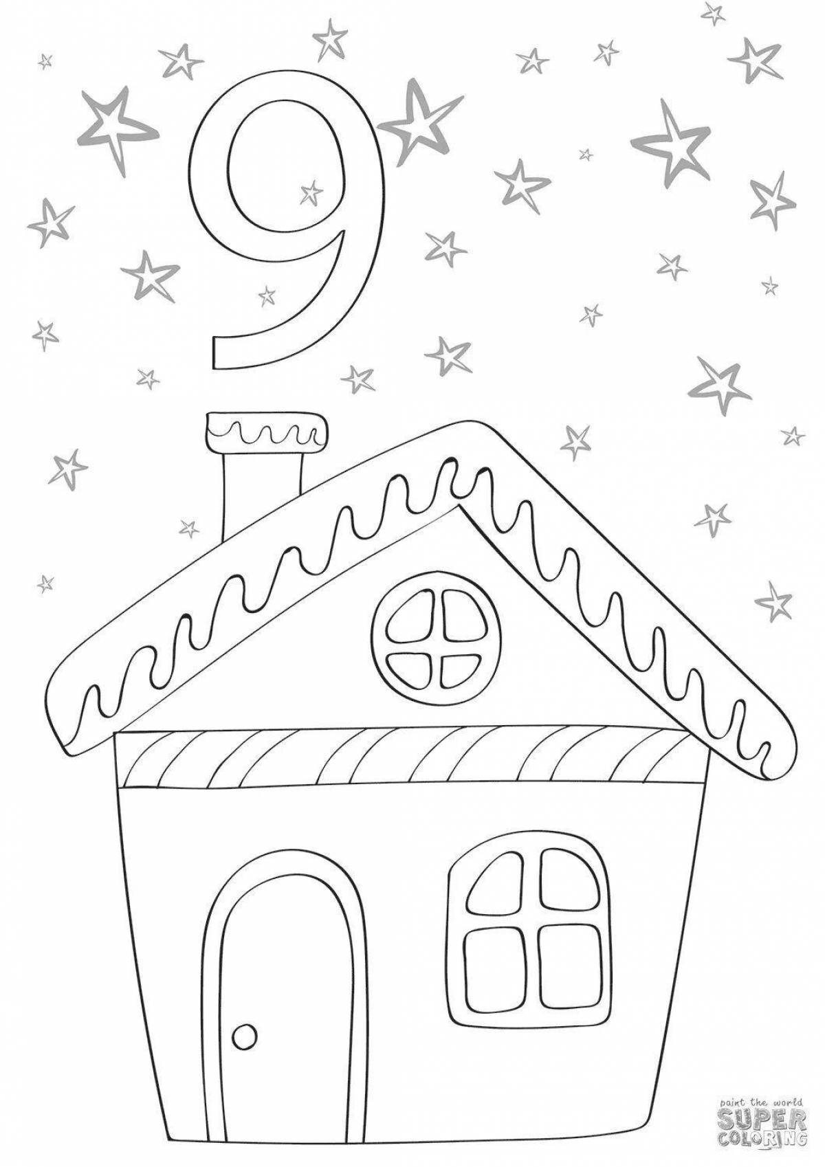Bright winter house coloring book for kids
