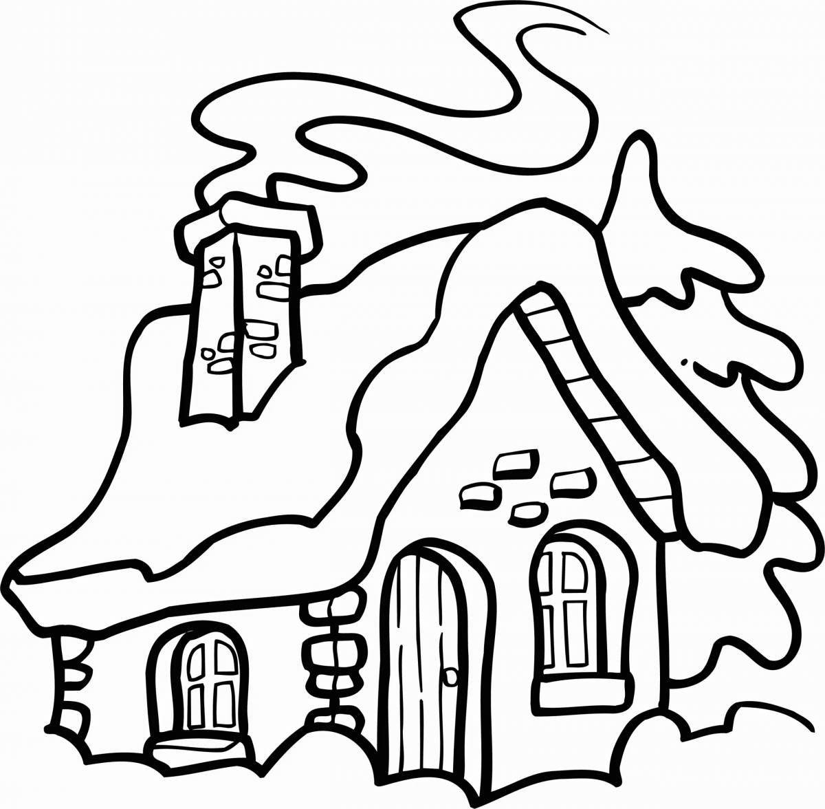 Fantastic winter house coloring book for kids
