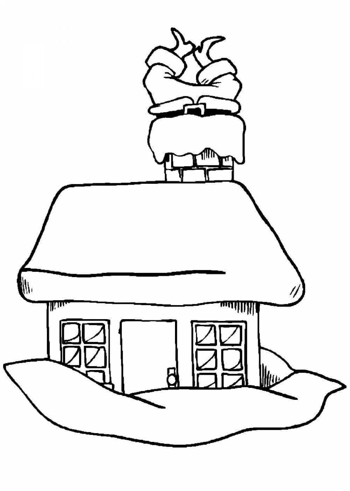 A fun winter house coloring book for kids