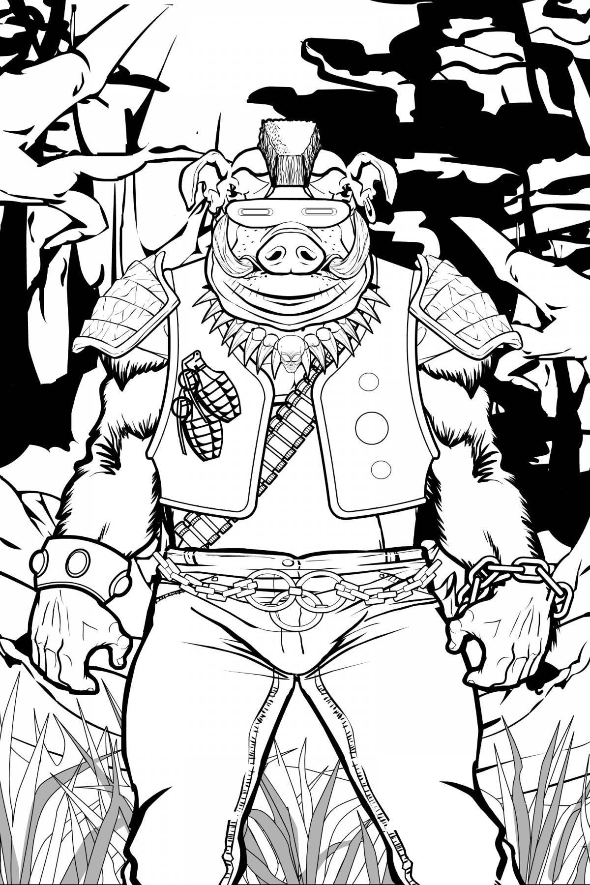 Rocksteady and bebop coloring pages with crazy colors