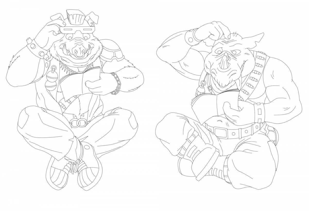 Color madness rocksteady and bebop coloring page