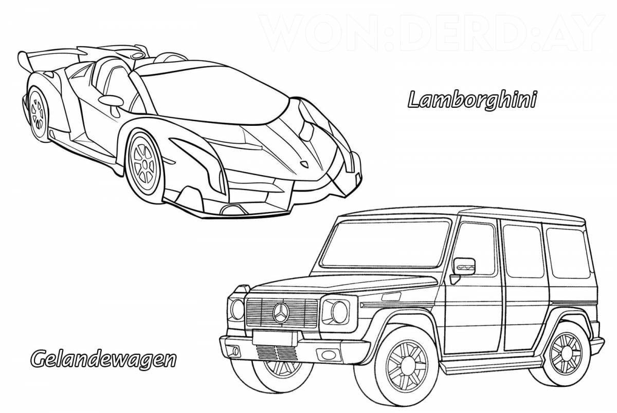 Очаровательная автомобильная раскраска lamba для детей