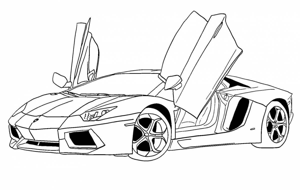 Coloring book dazzling lamba car for children