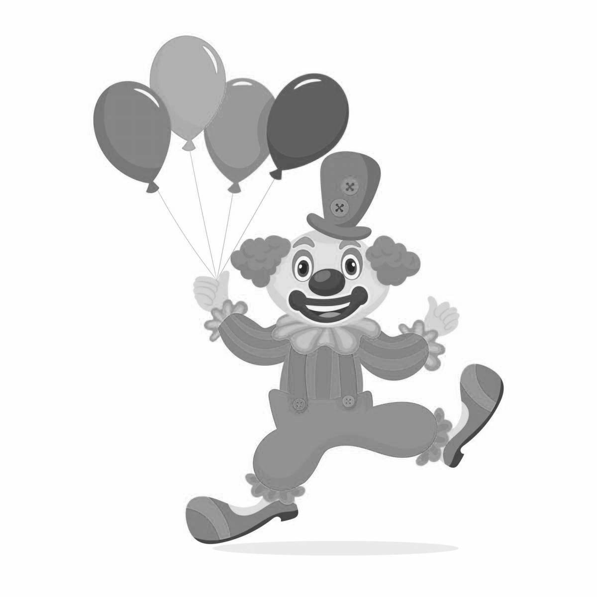 Chipper clown with balloons