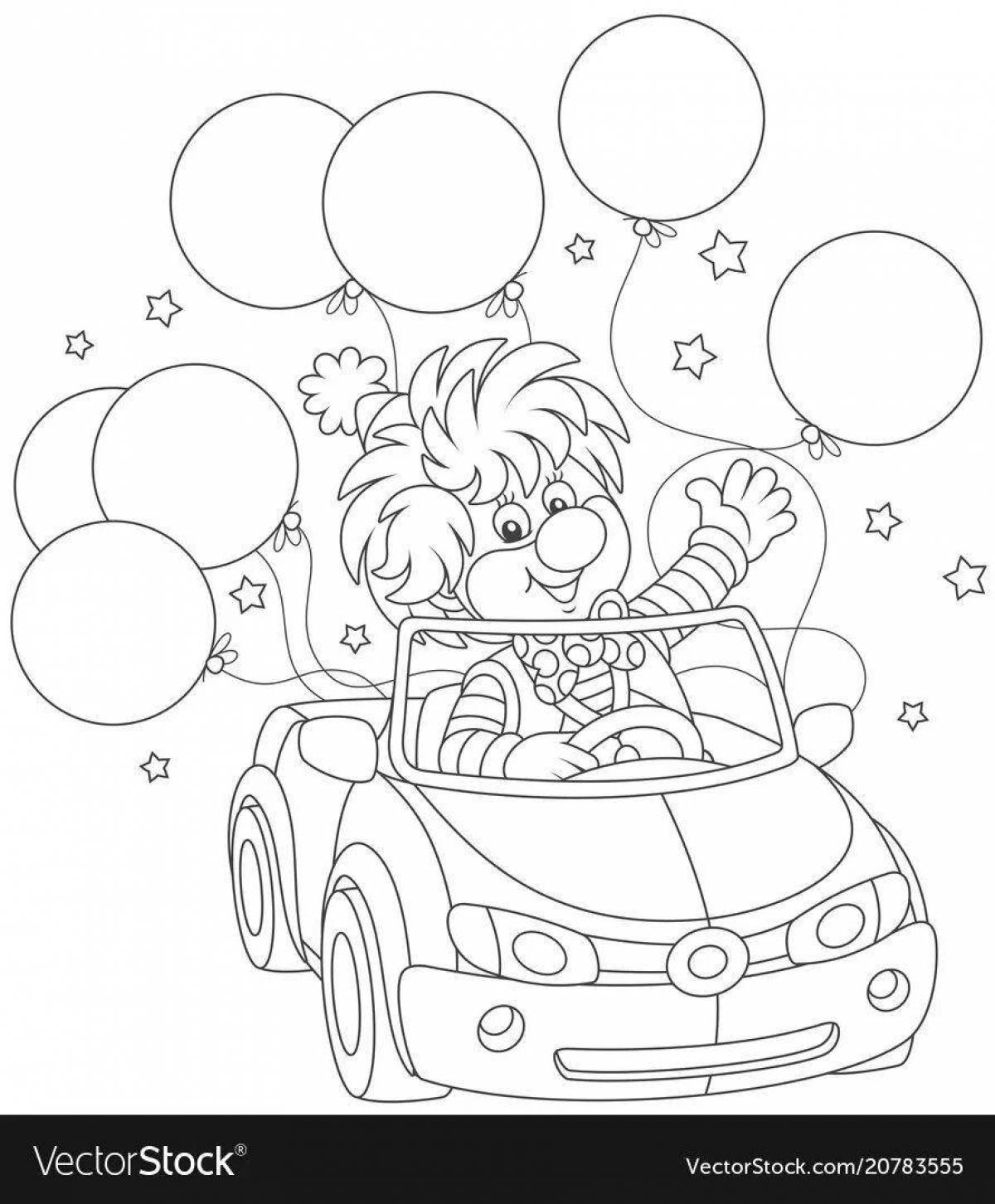 Dizzy clown with balloons