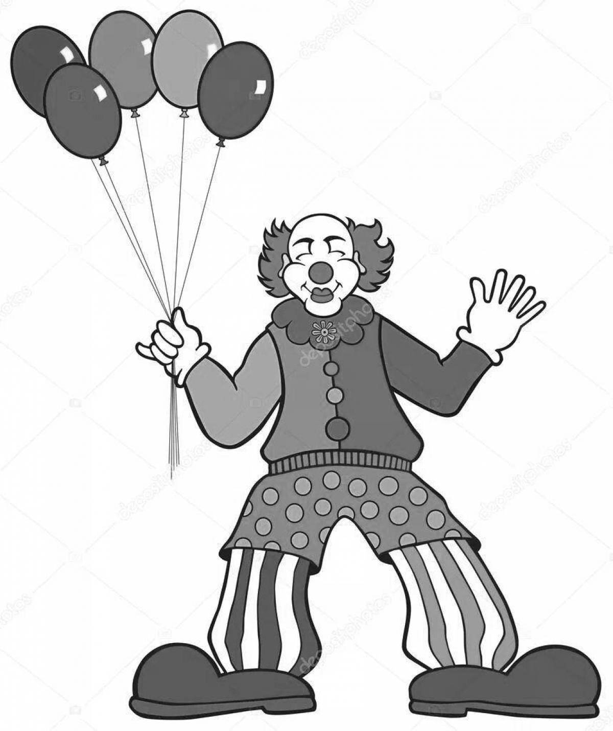 Обрадованный клоун с воздушными шарами