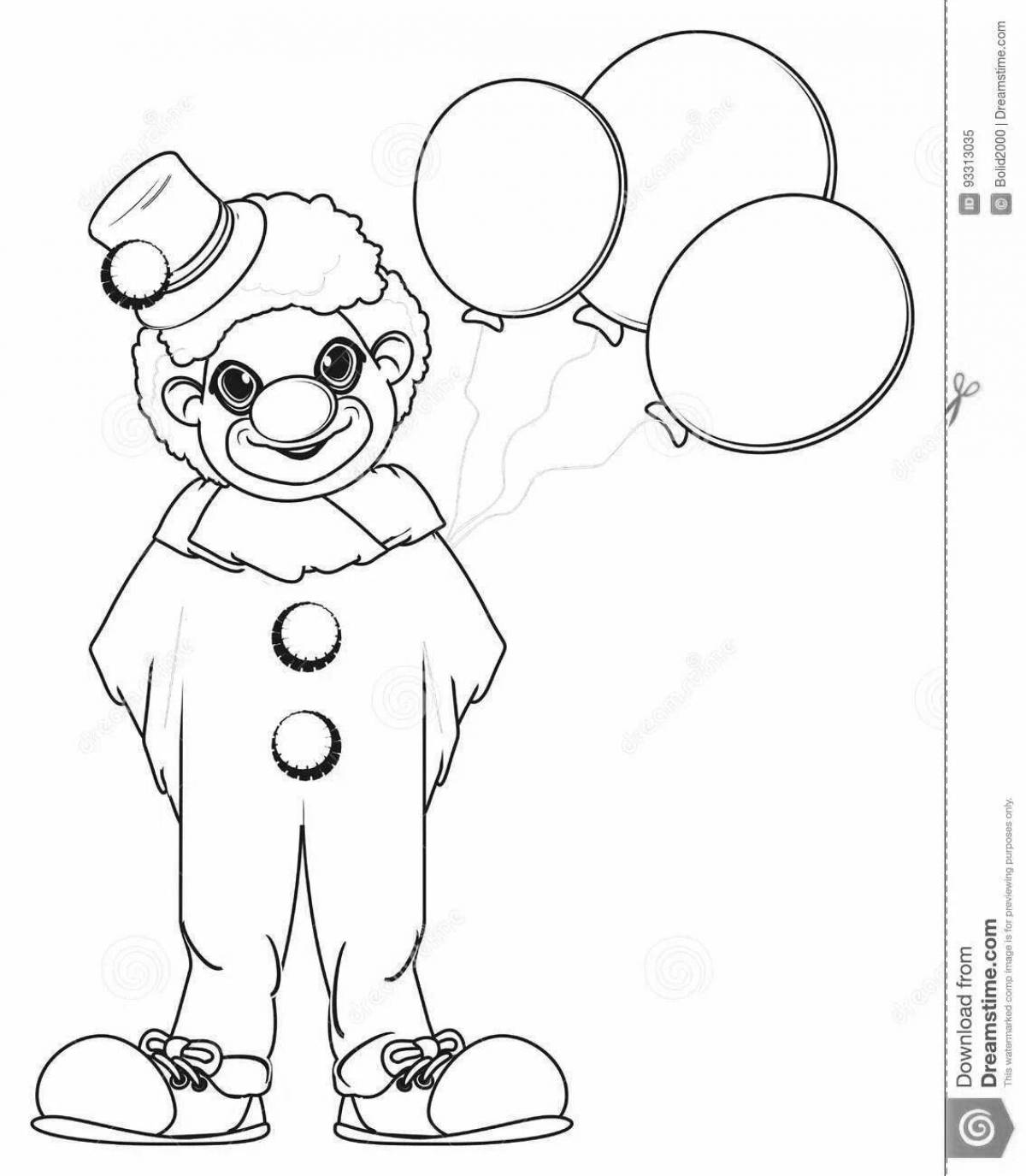 Взволнованный клоун с воздушными шарами