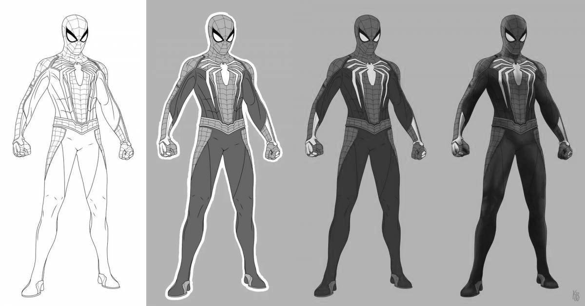 Красочная раскраска человек-паук ps4