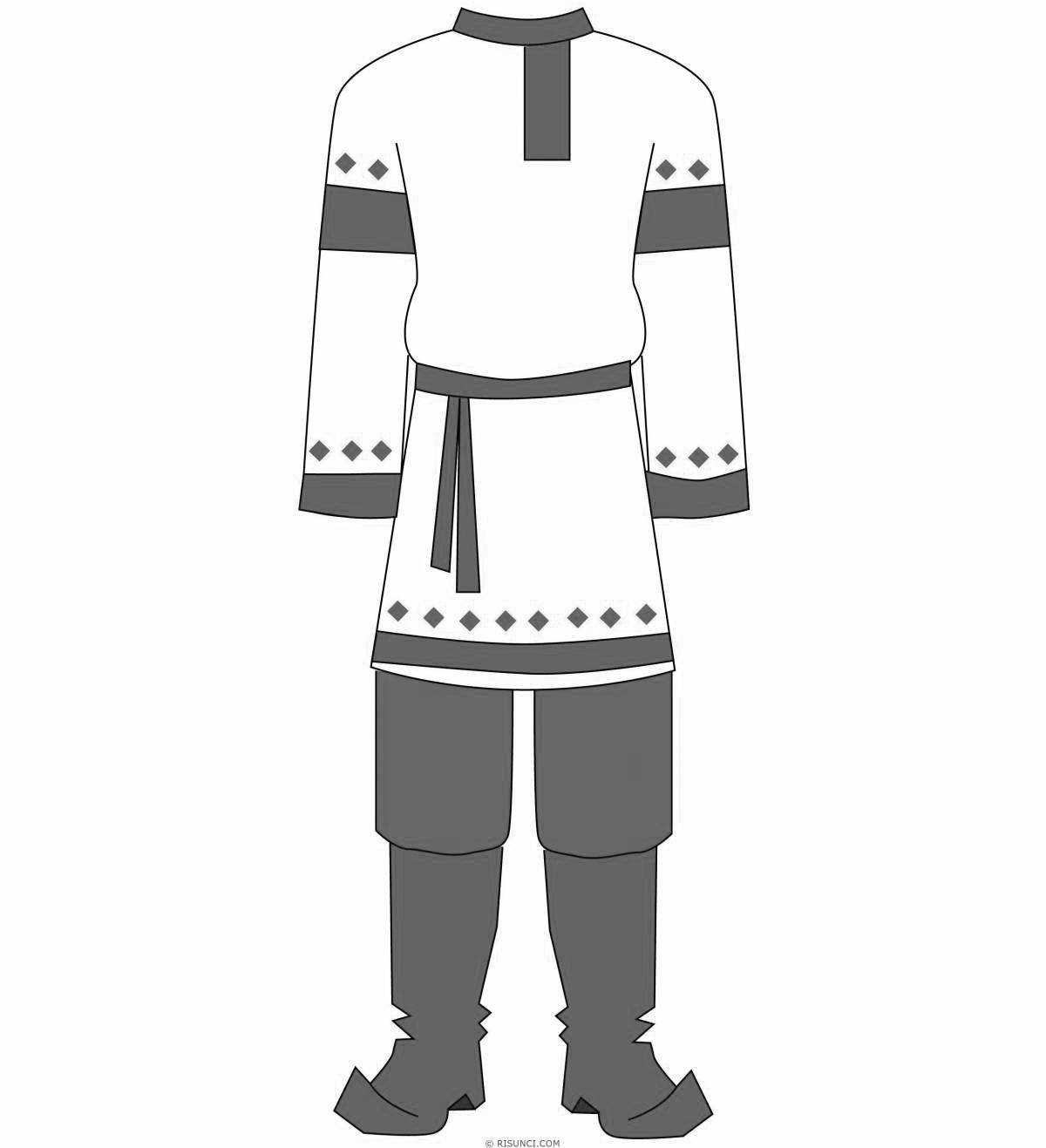 Раскраска игривый чувашский народный костюм
