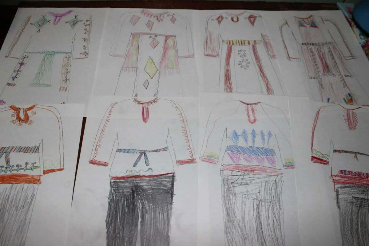 Coloring page decorated Chuvash folk costume