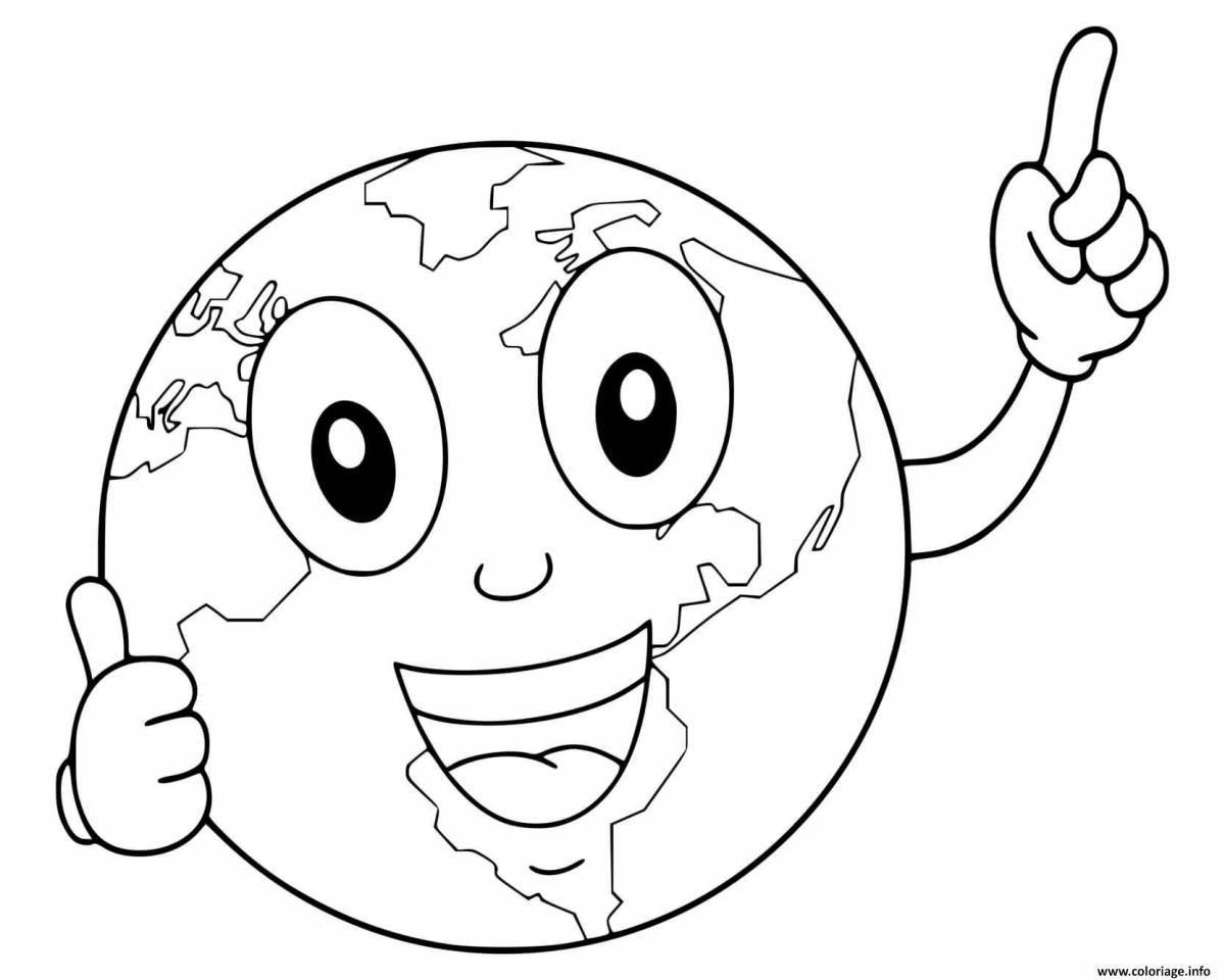 Playful globe coloring page for kids