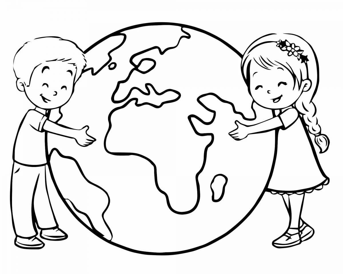 Adorable globe coloring book for kids