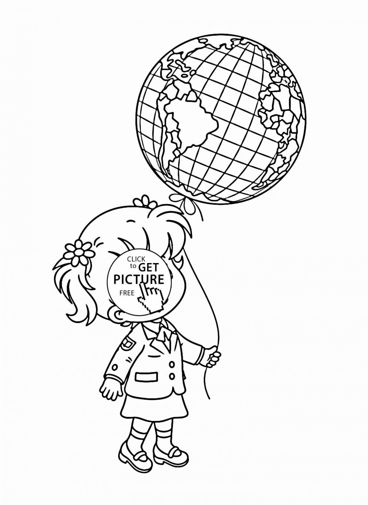 Charming globe coloring book for kids