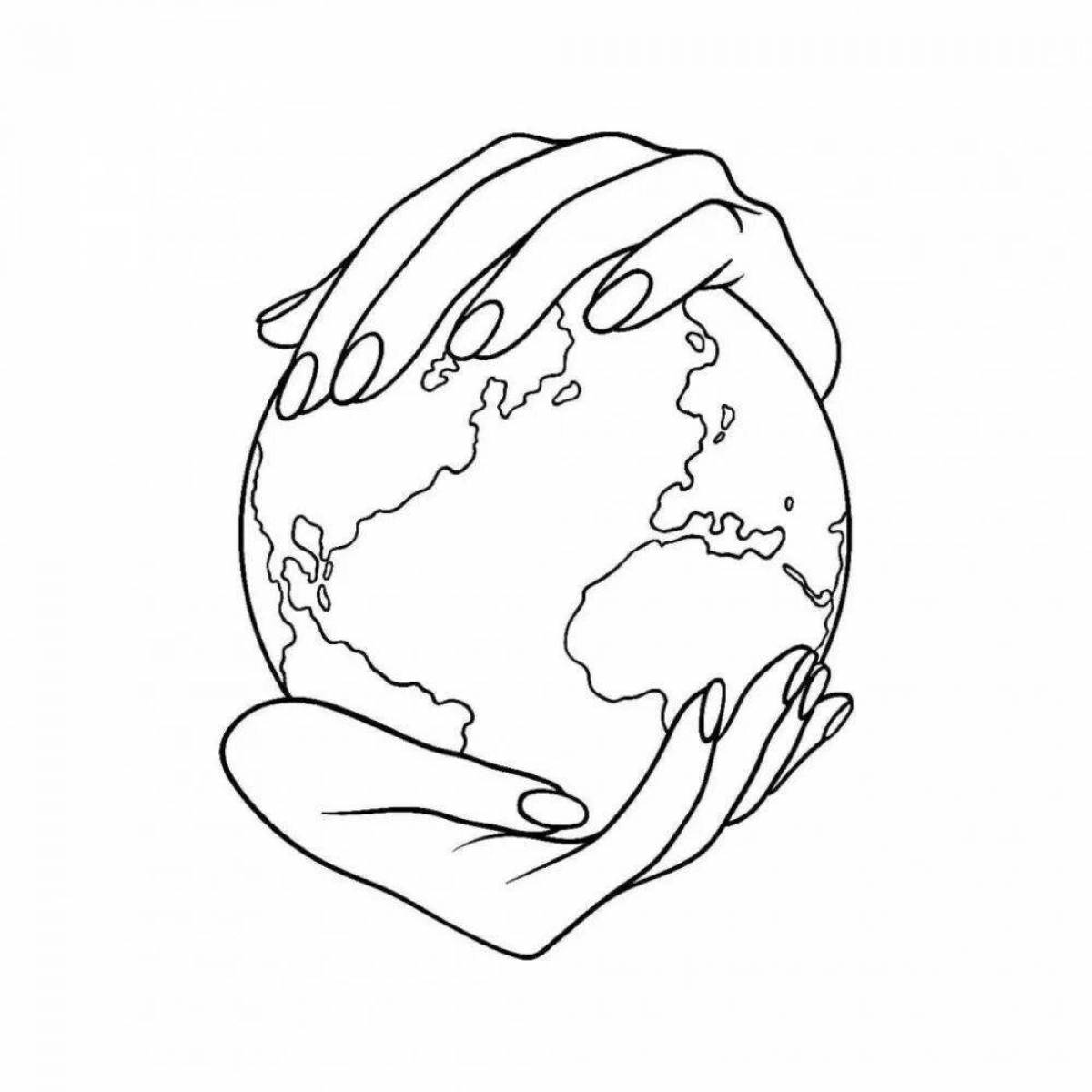 Adorable globe coloring for kids