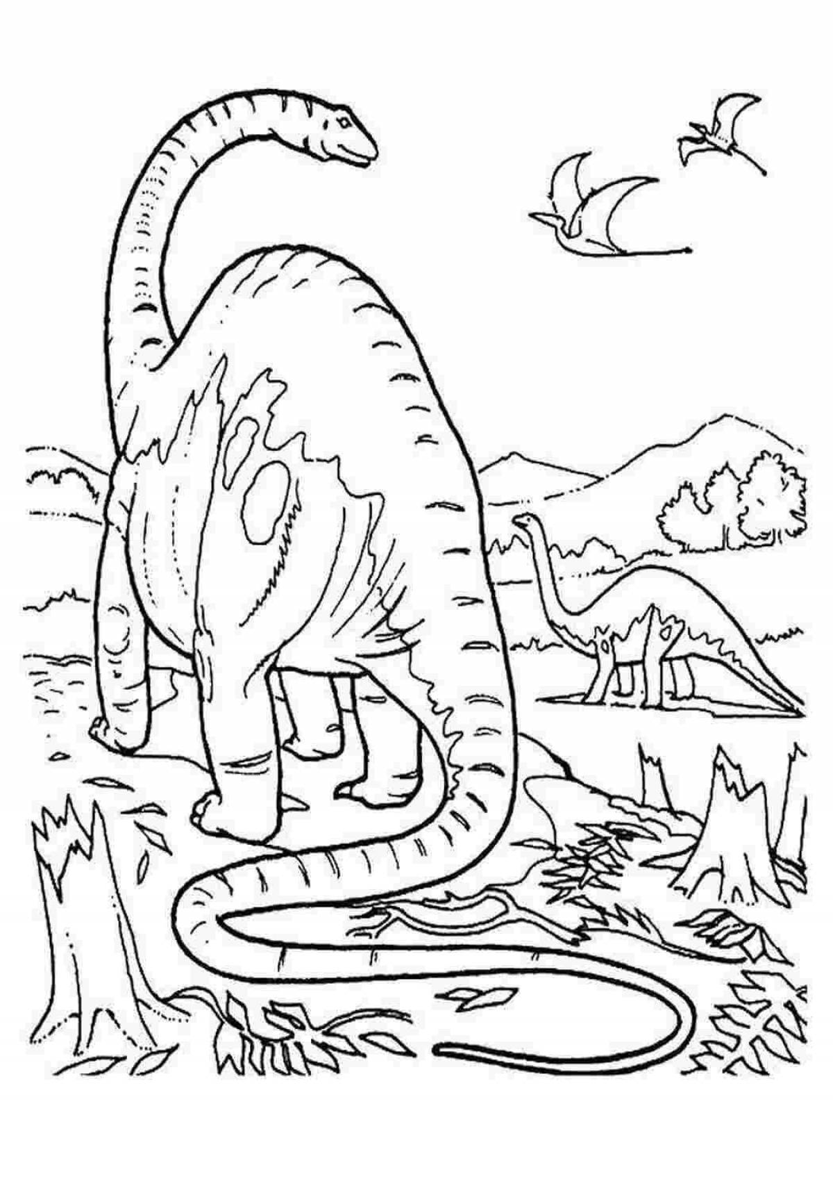 Coloring page joyful diplodocus