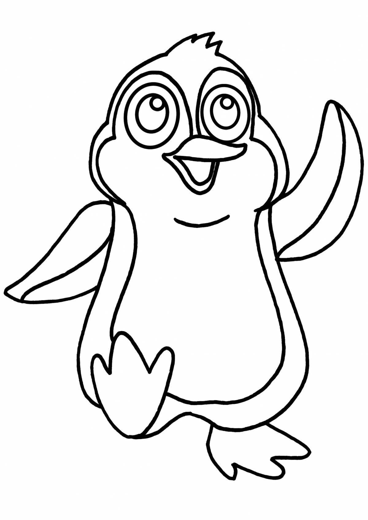 Coloring page playful penguin