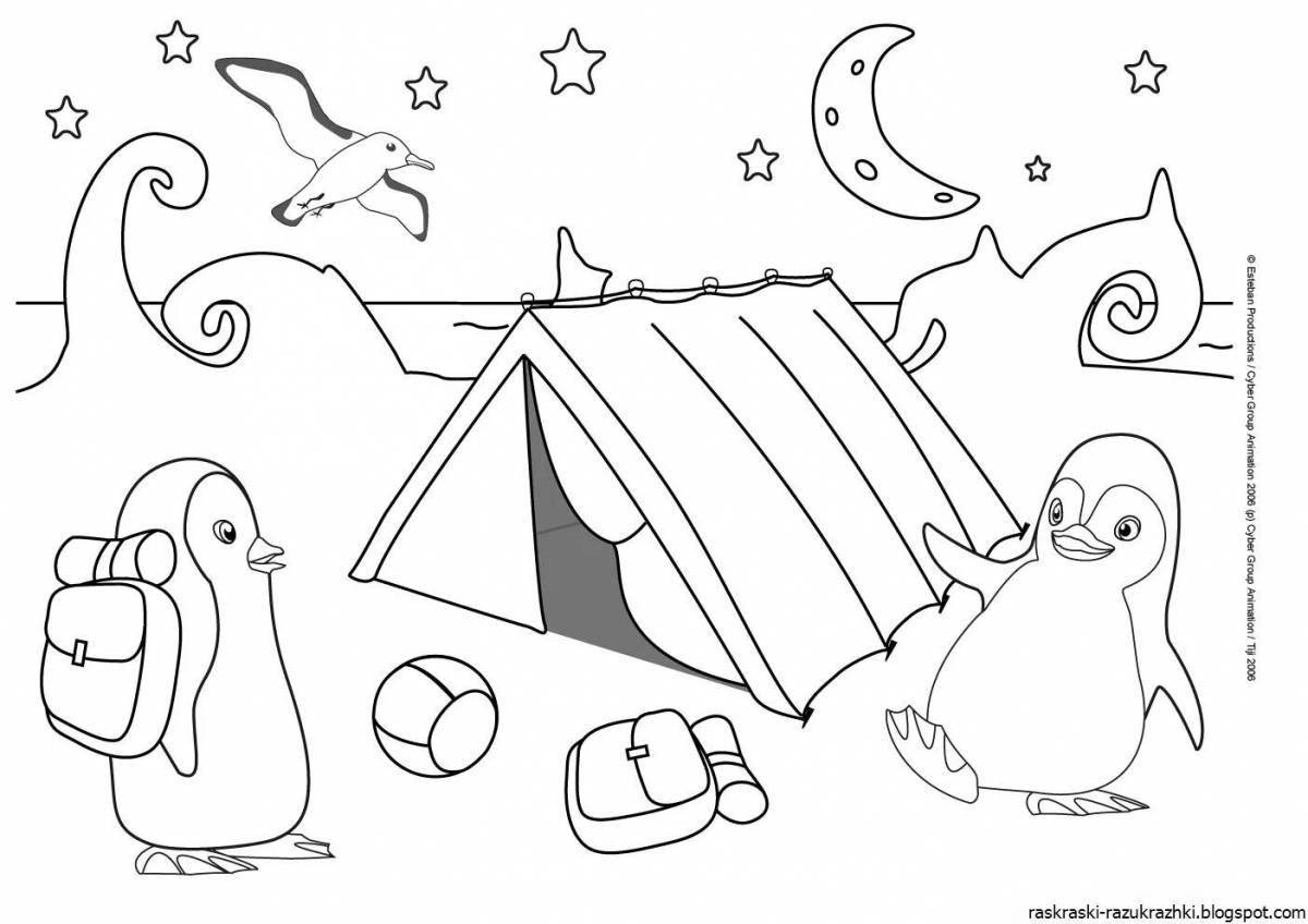 Coloring book funny penguin