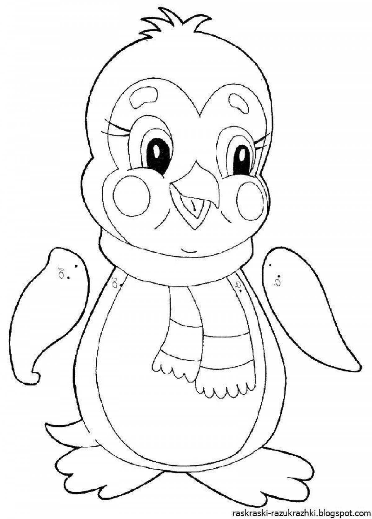 Coloring book smiling penguin