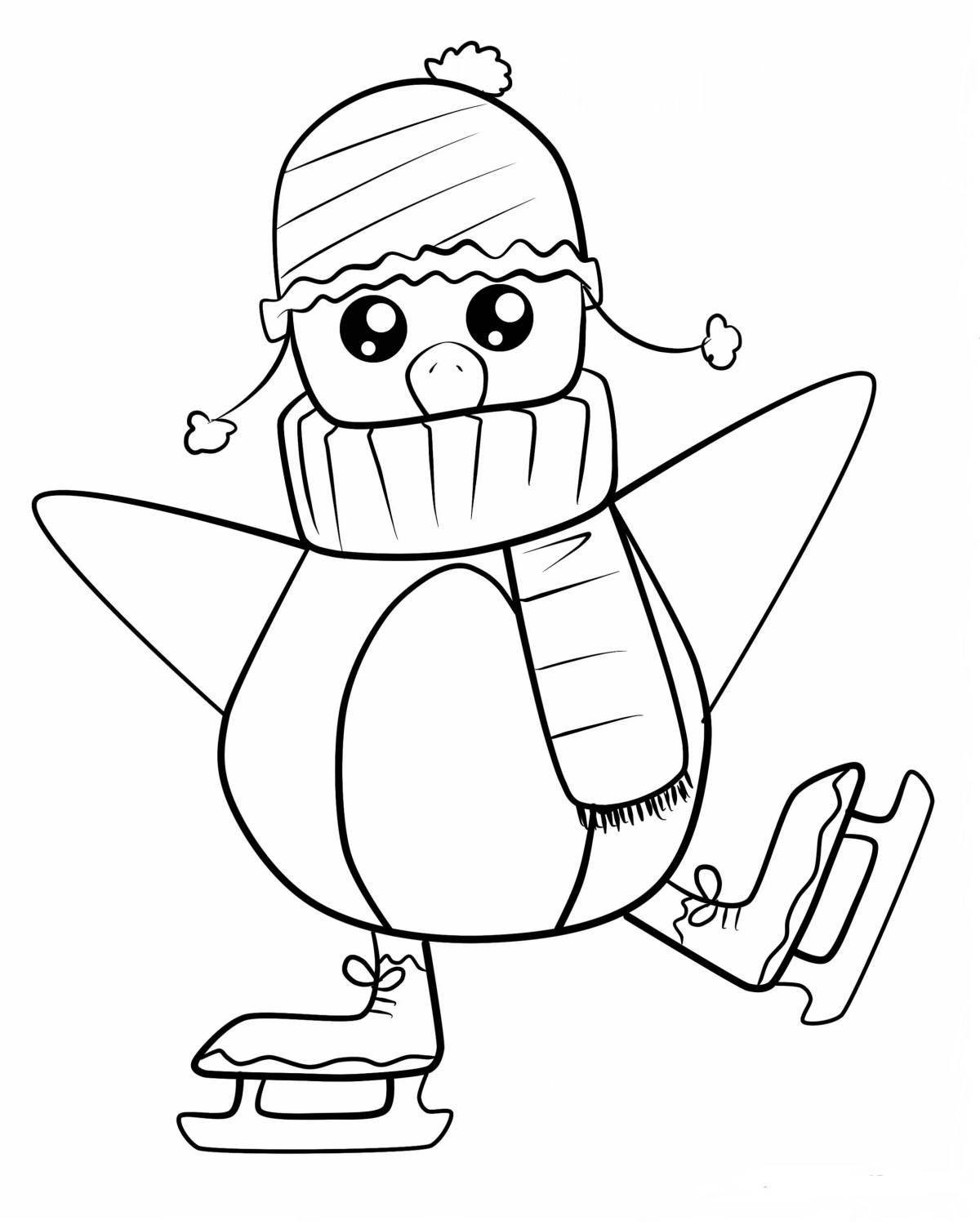Coloring page funny penguin
