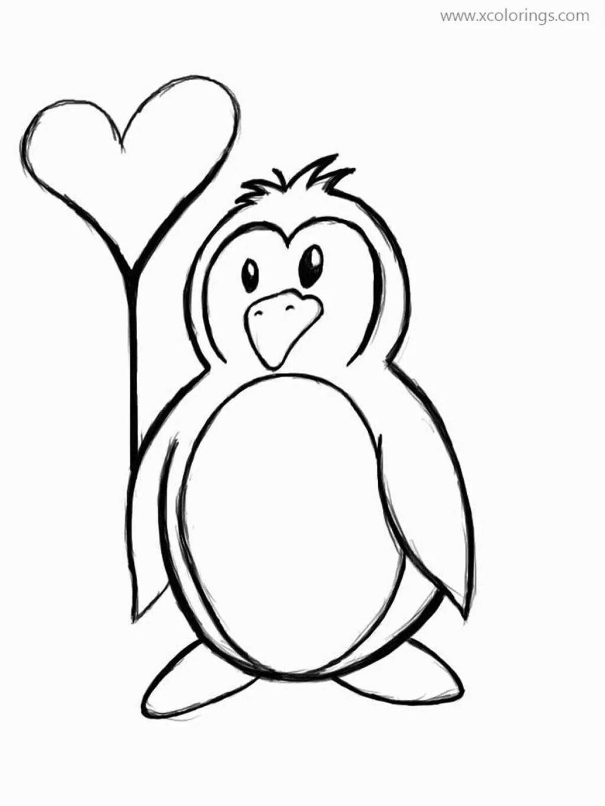 Glowing penguin coloring page