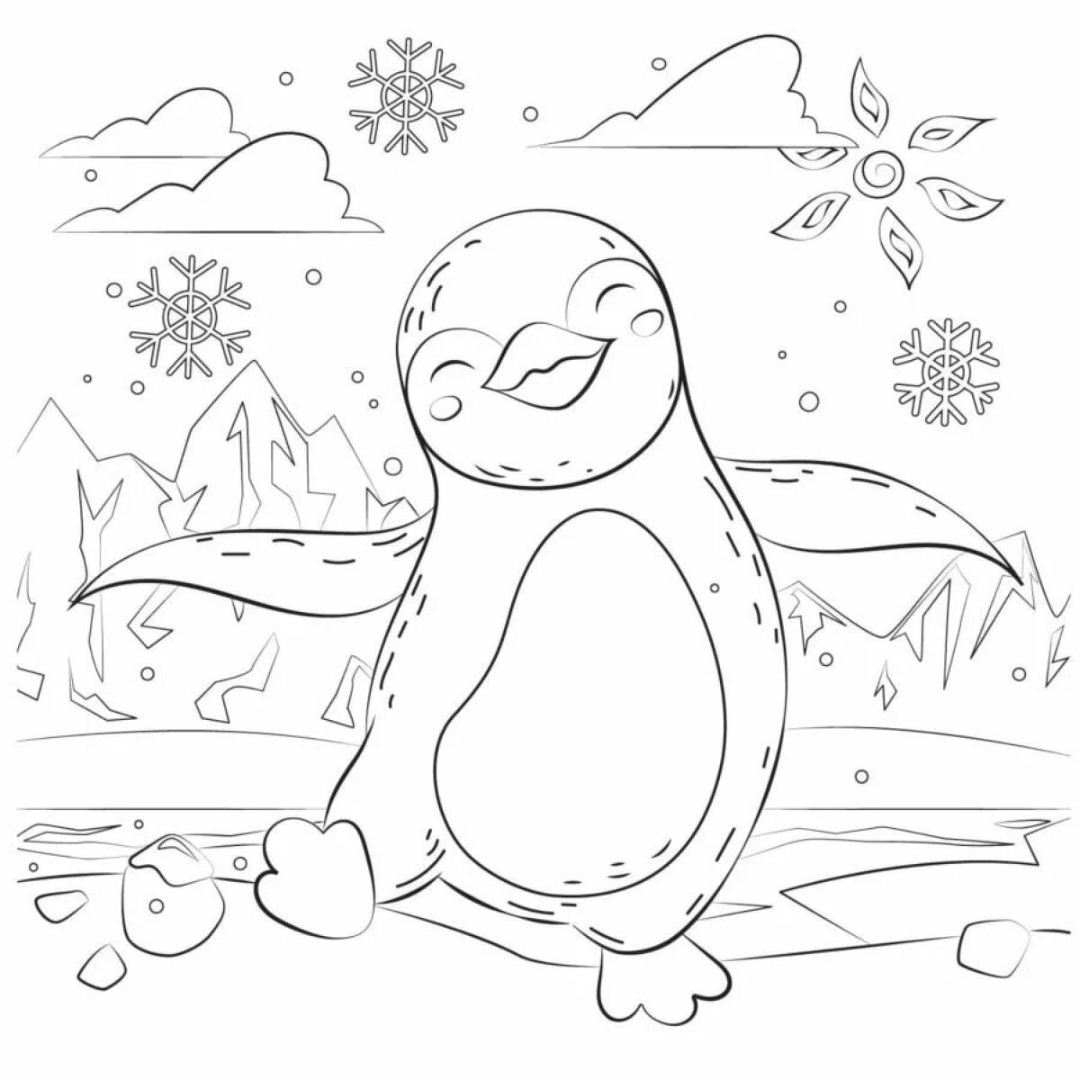 Coloring page dazzling penguin