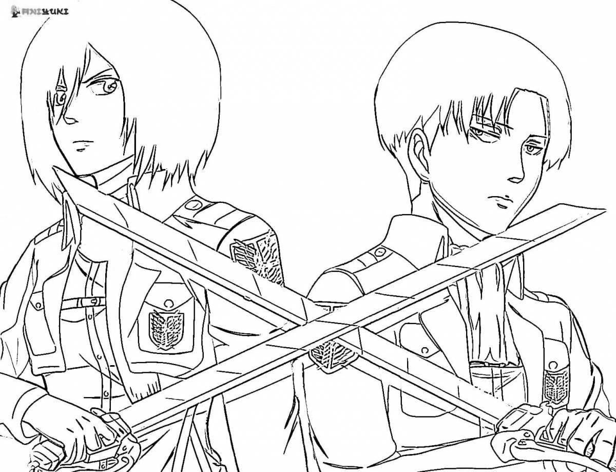 Radiant coloring page attack on titan levi