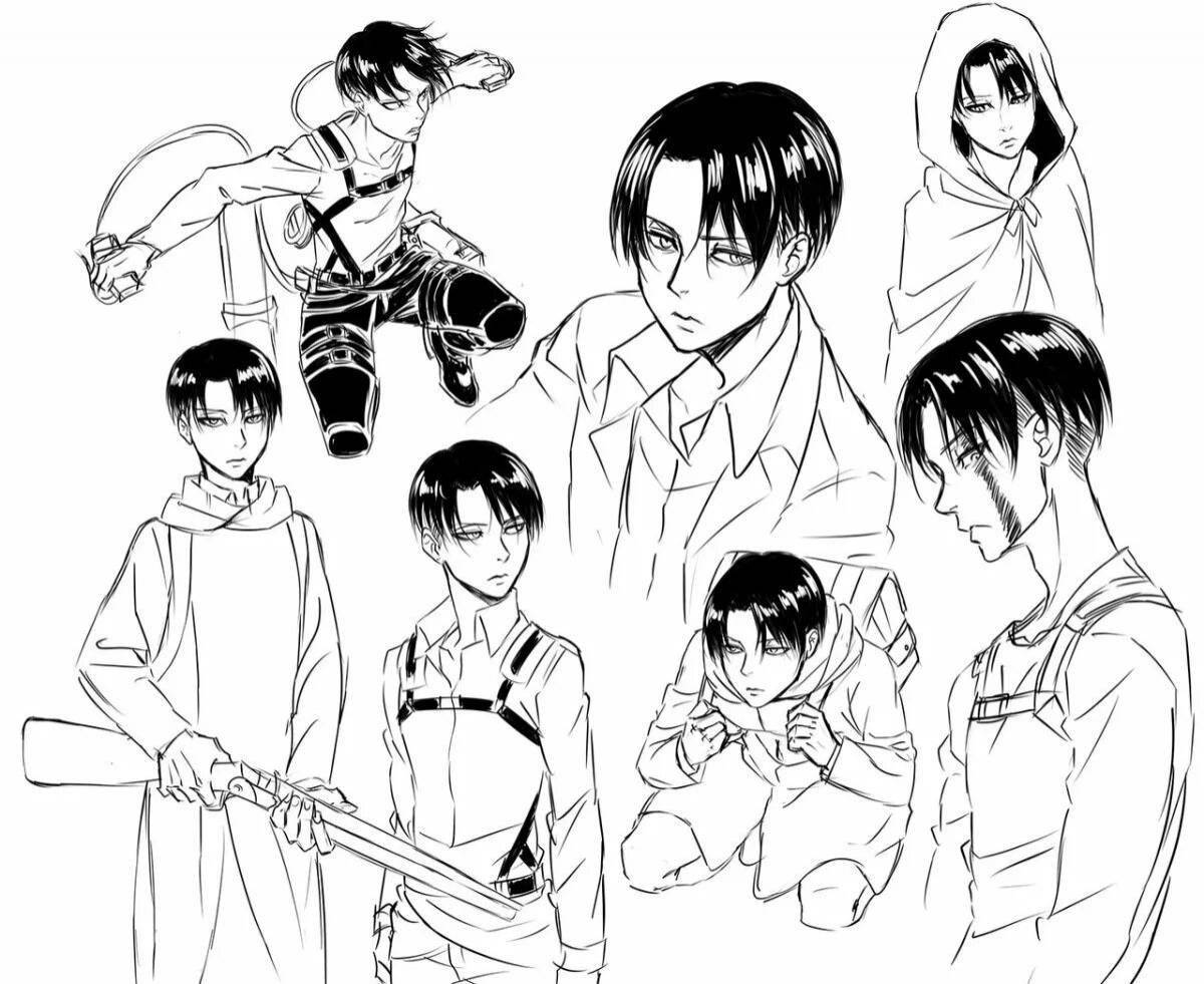 Awesome coloring titan levi attack