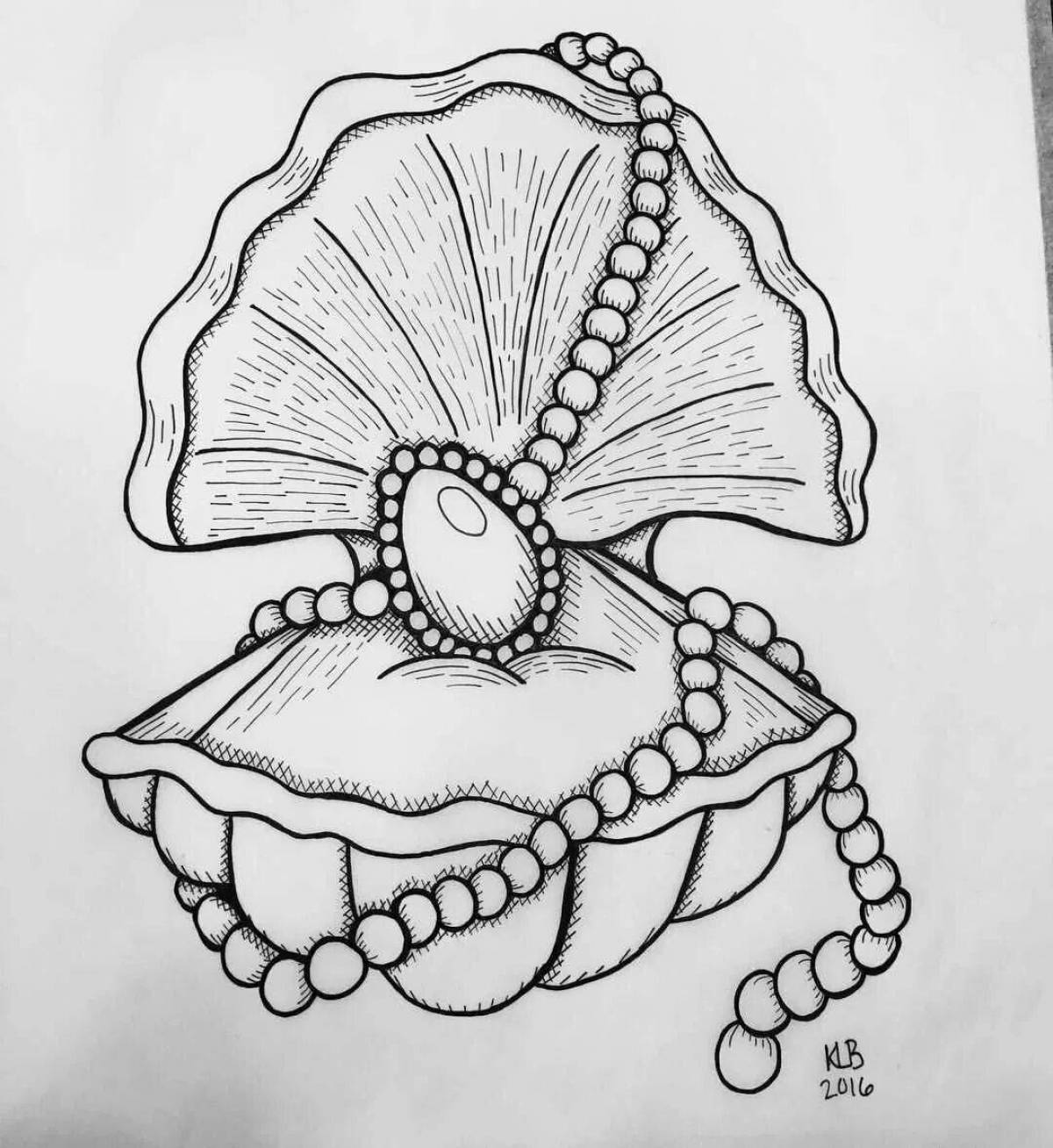 Majestic coloring page shell pearl