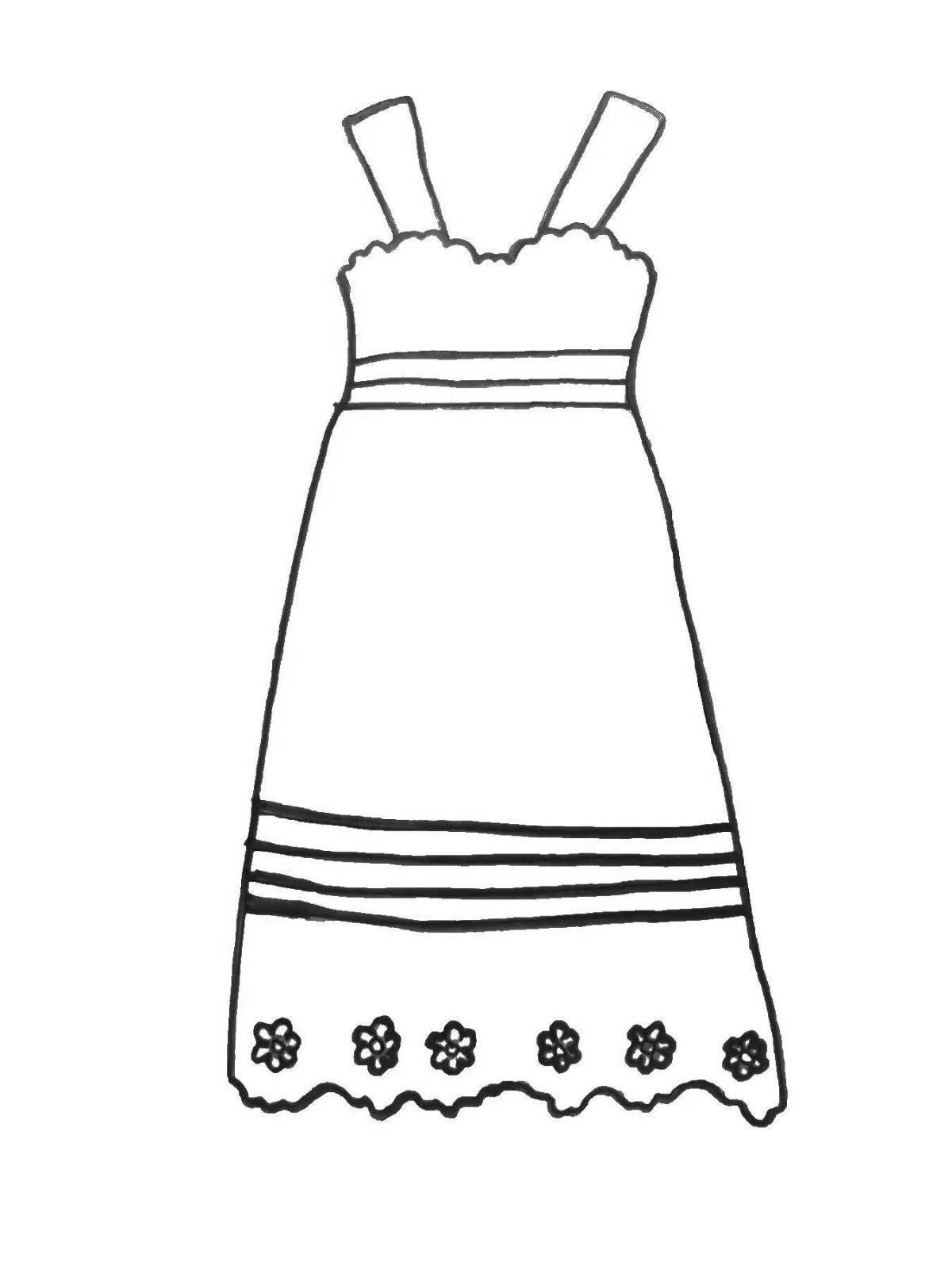 Coloring page exquisite Russian sundress