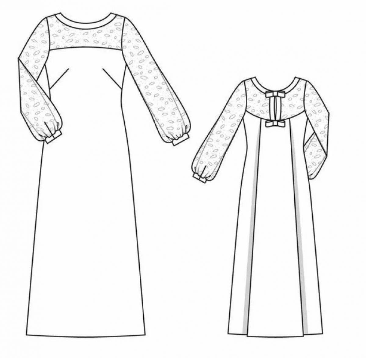 Coloring page decorated Russian sundress