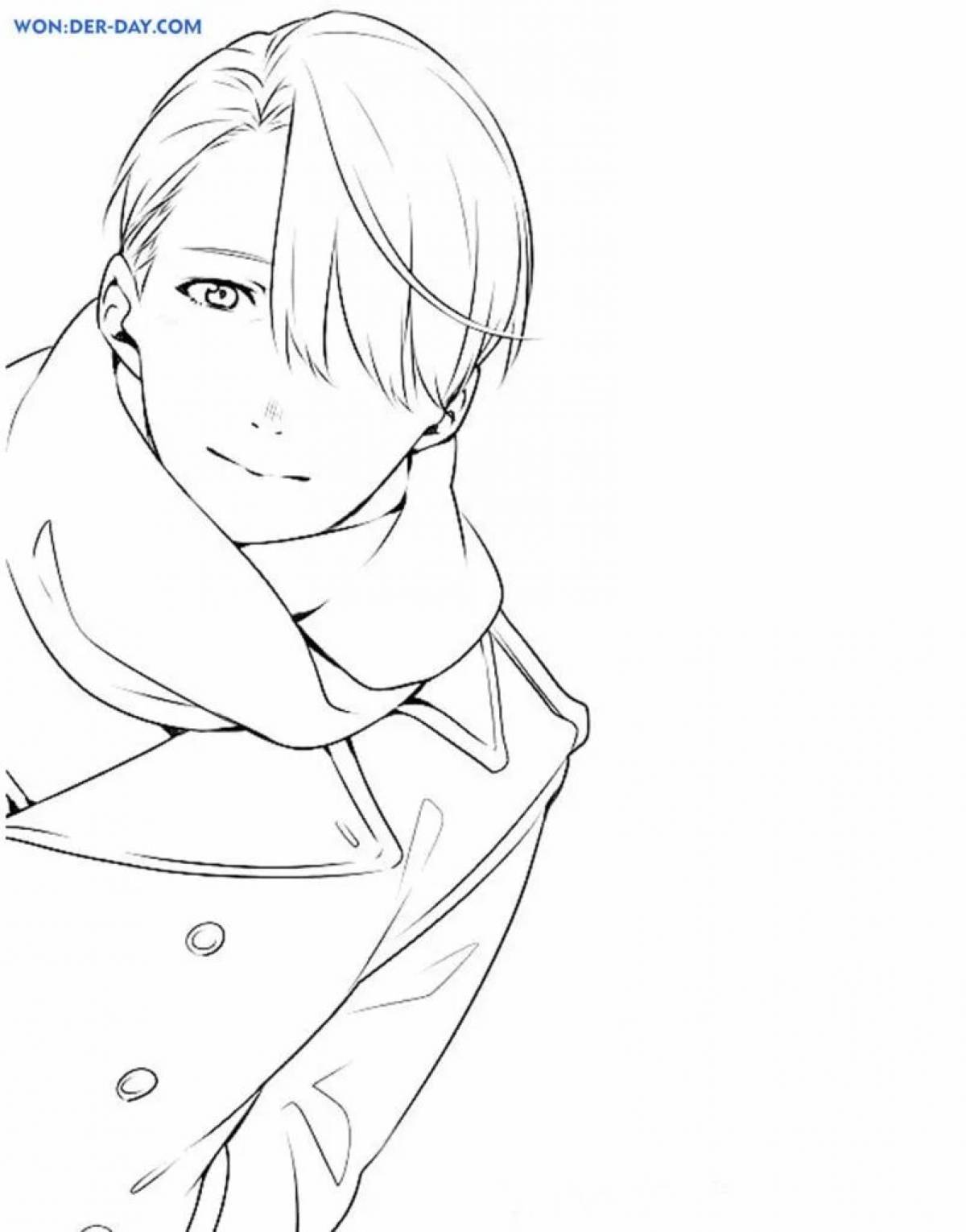 Yuri on ice coloring page filled with color