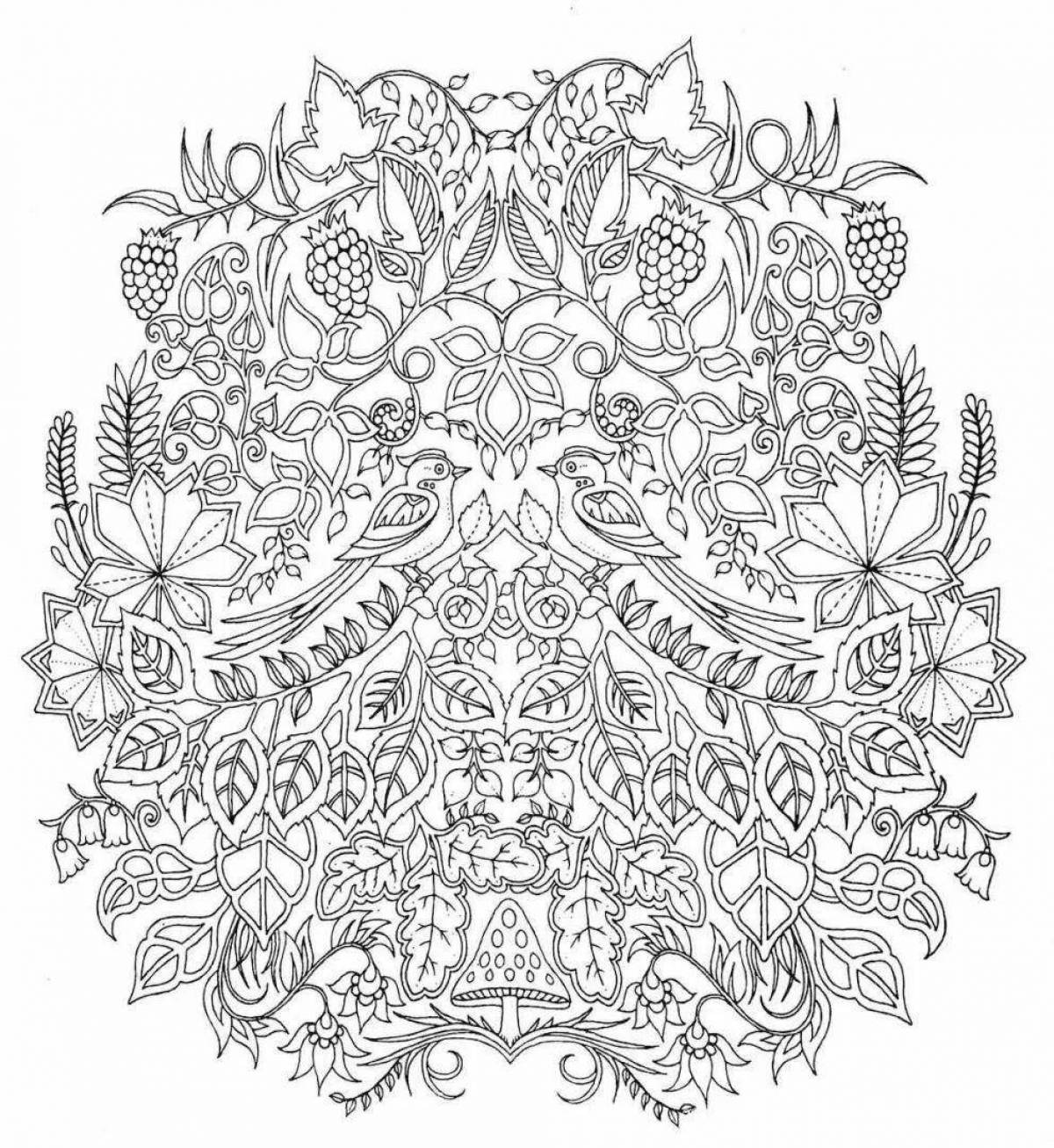Charming anti-stress forest coloring book