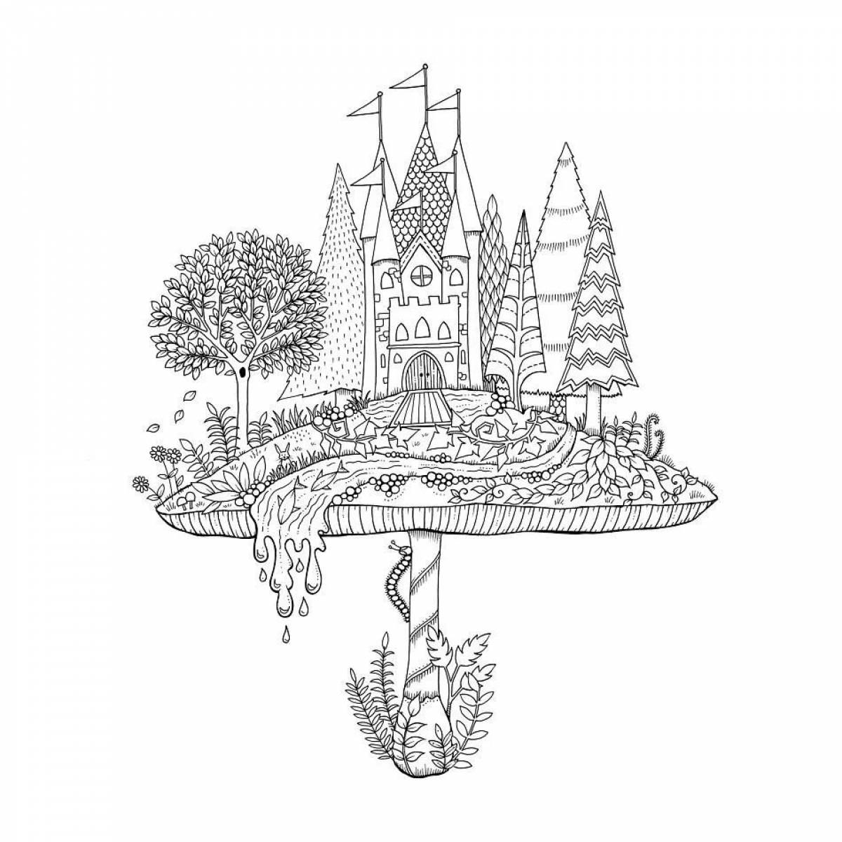 Luminous anti-stress forest coloring book