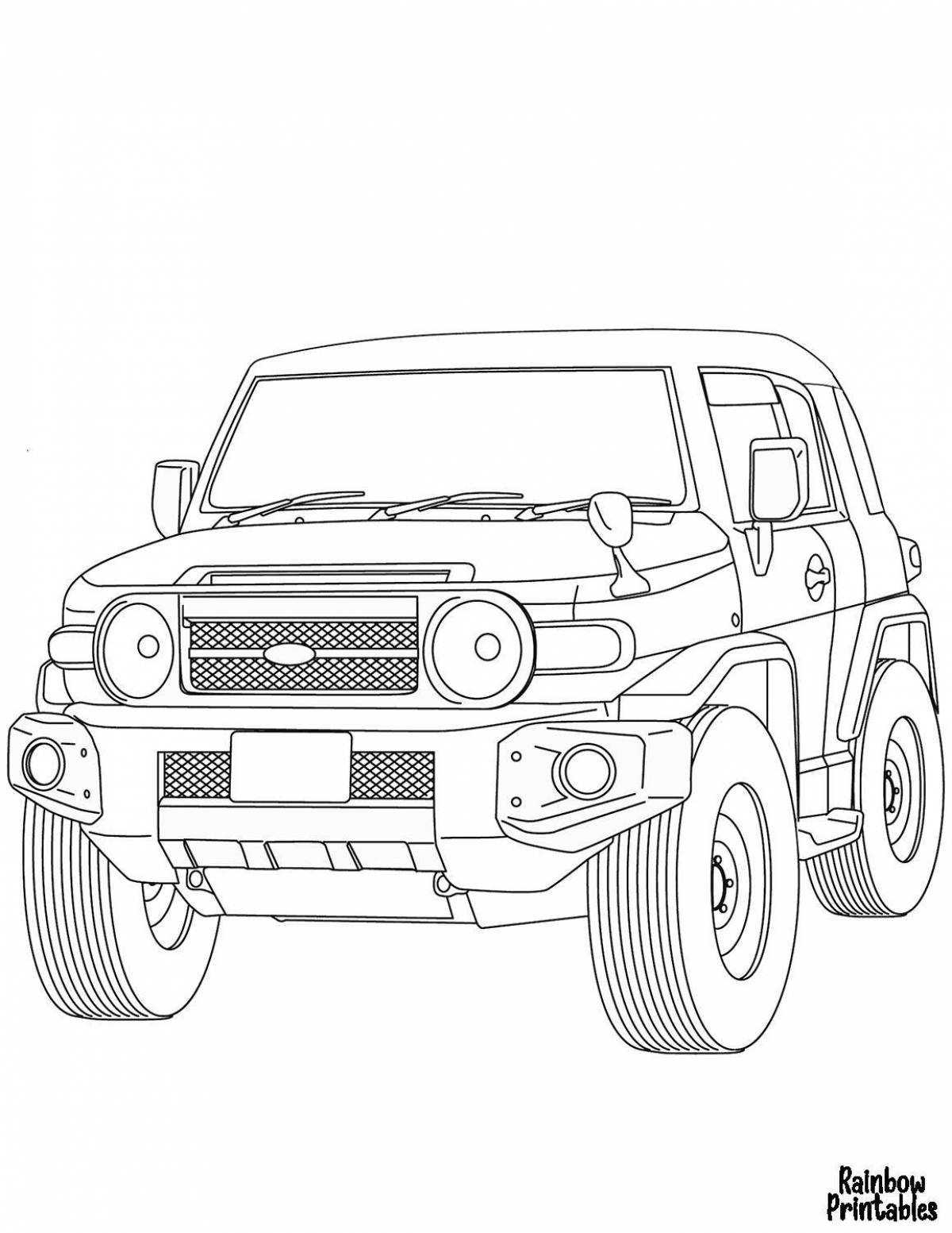 Land rover glowing car coloring page