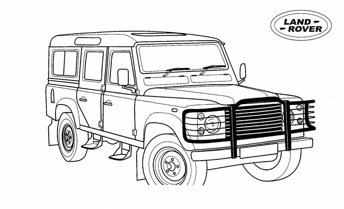 Coloring page majestic car land rover