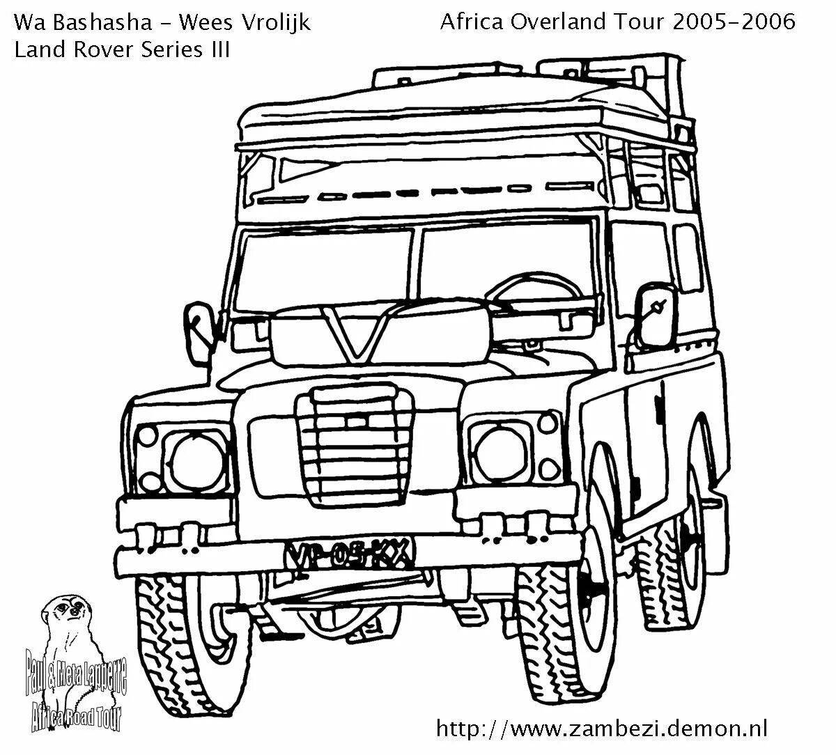 Coloring page stylish car land rover