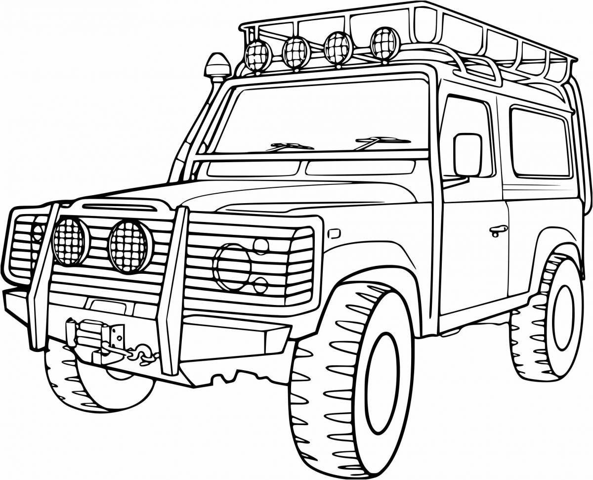 Coloring page cute car land rover