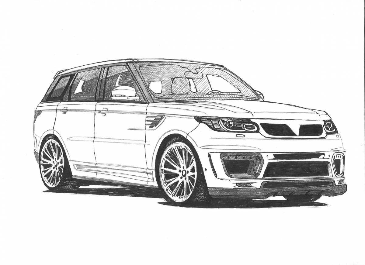 Coloring page playful car land rover