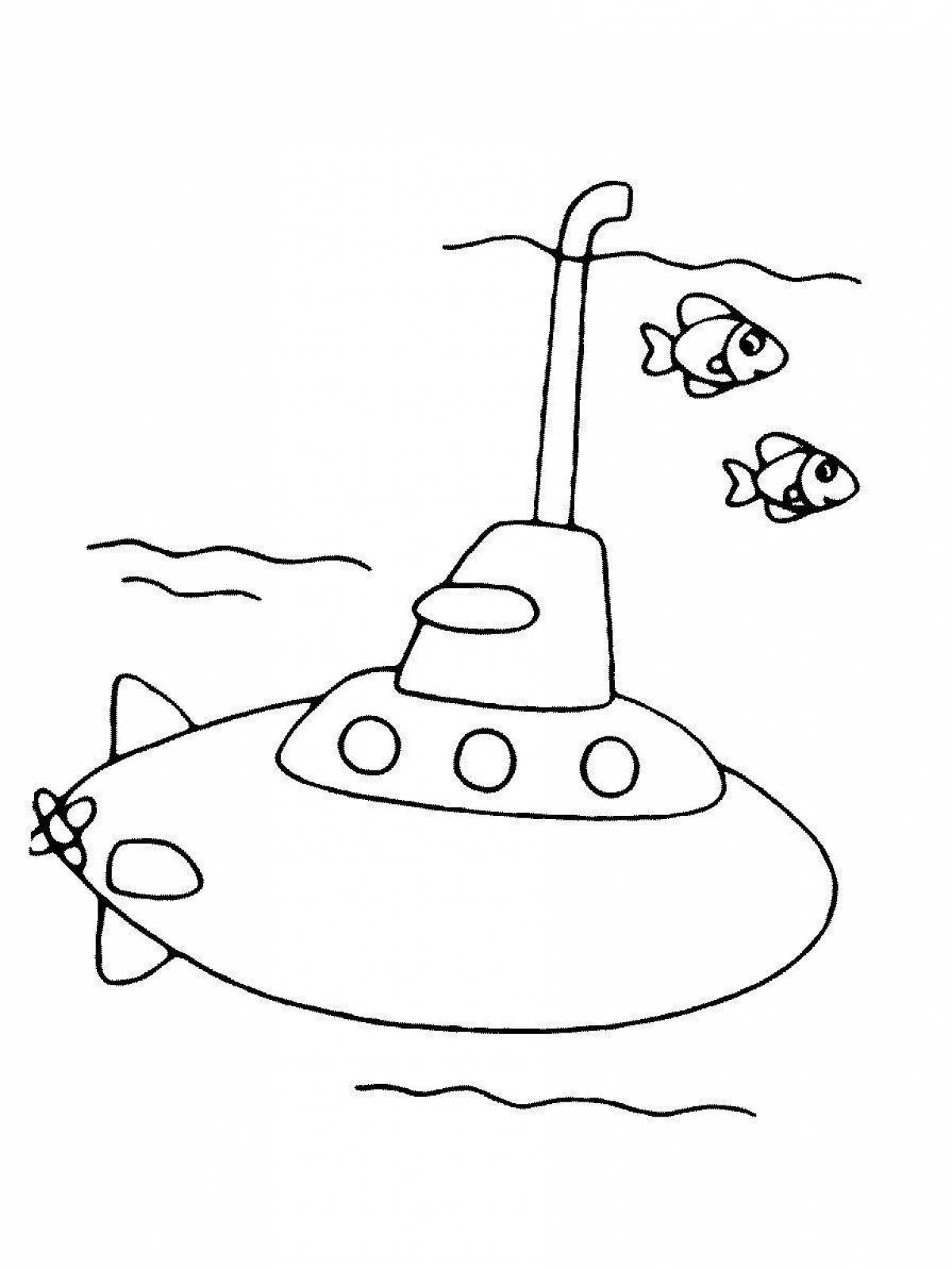 Веселая подводная лодка раскраски для детей