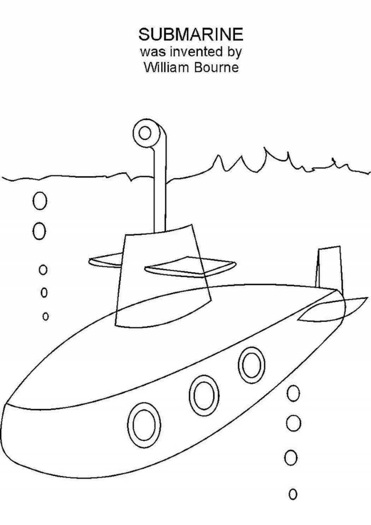 Playful submarine coloring for kids