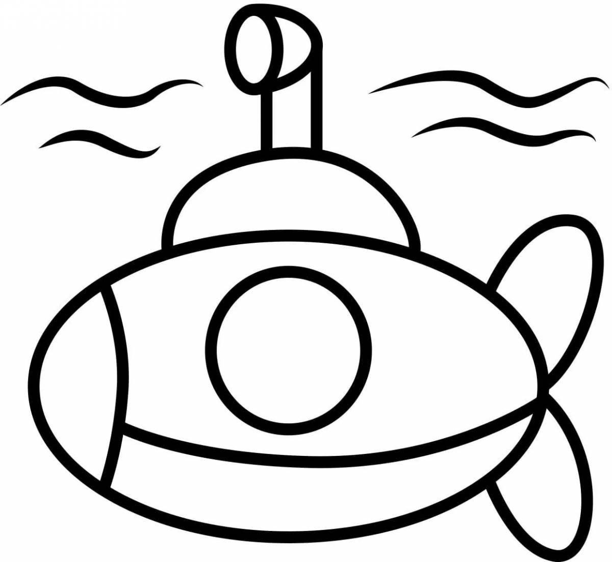 Adorable submarine coloring book for kids