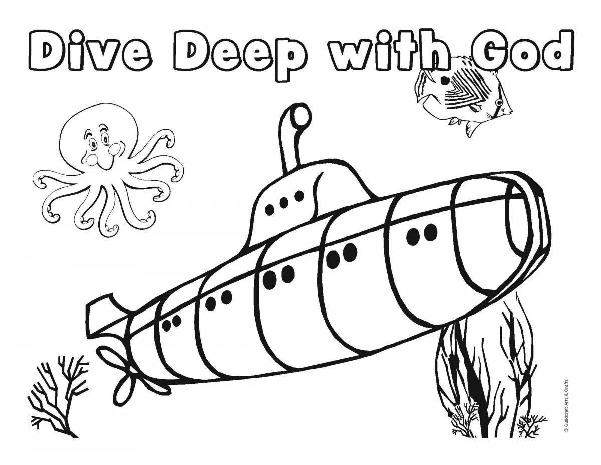 Восхитительные раскраски подводной лодки для детей