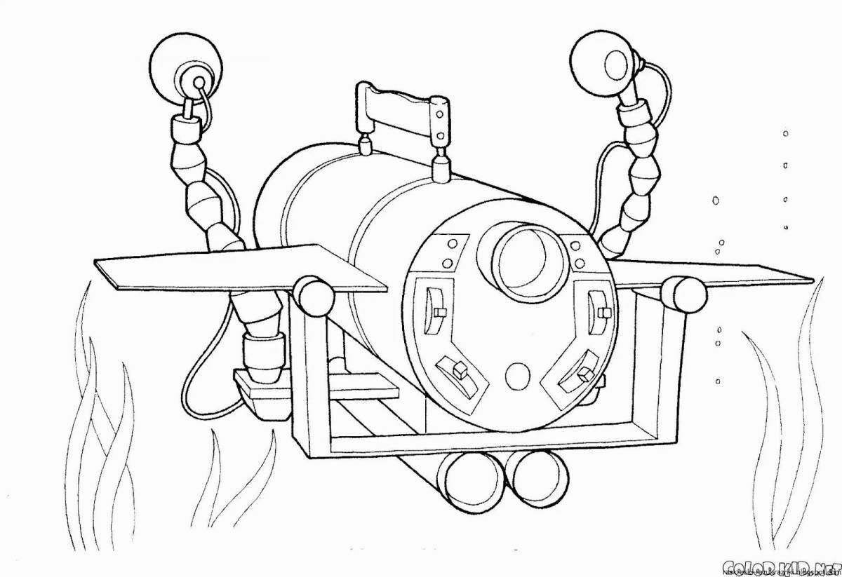 Adorable submarine coloring book for kids