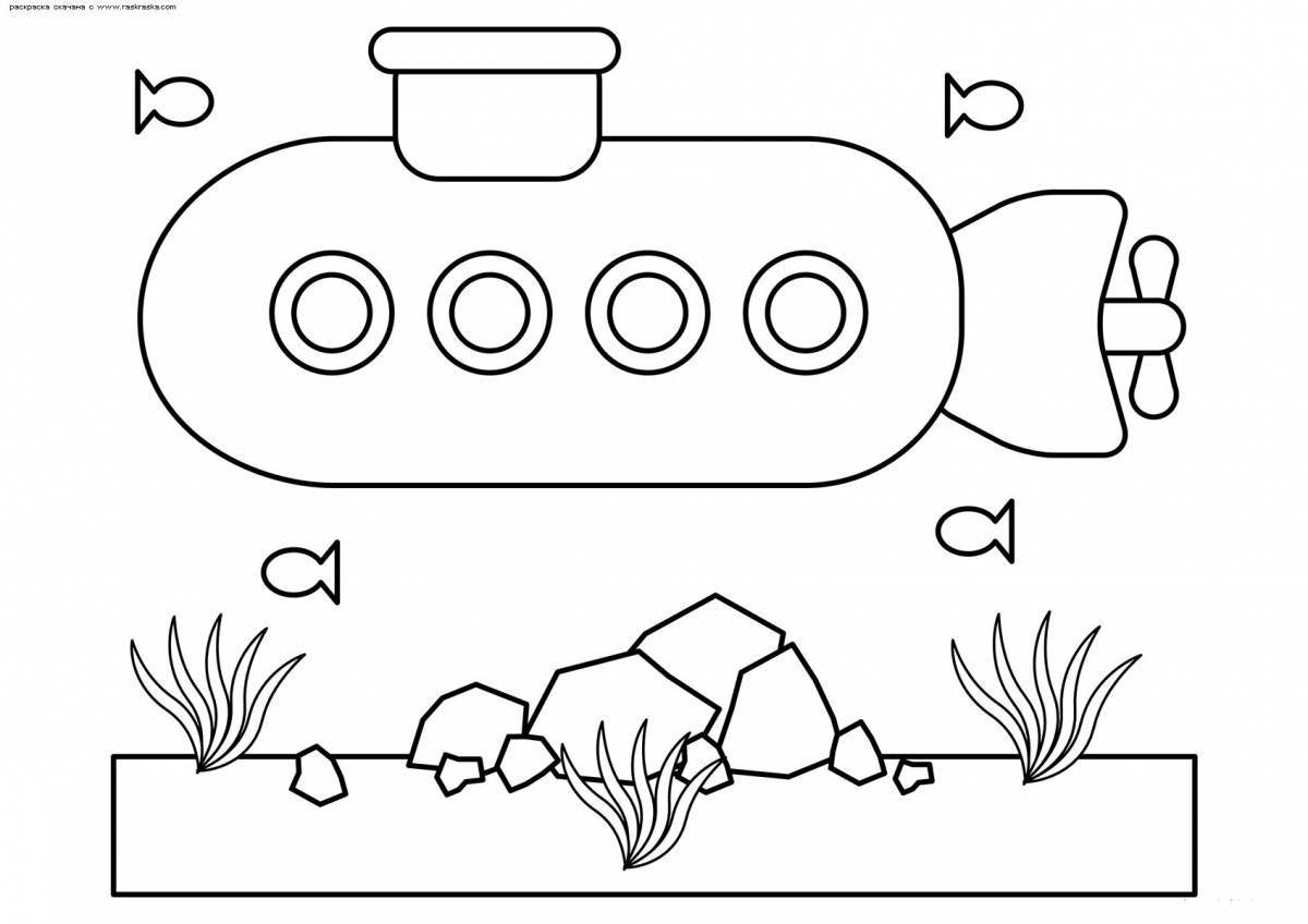 Dazzling submarine coloring book for kids