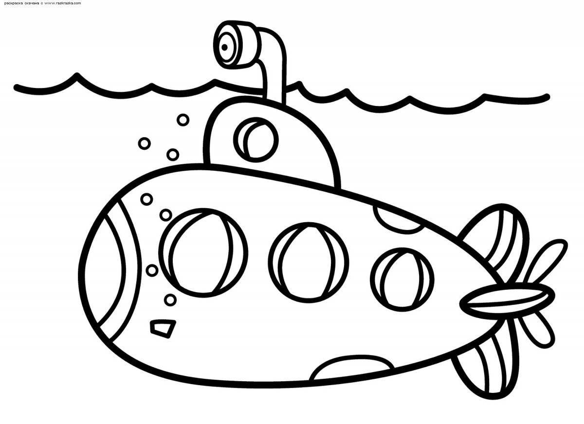 Впечатляющая раскраска подводной лодки для детей