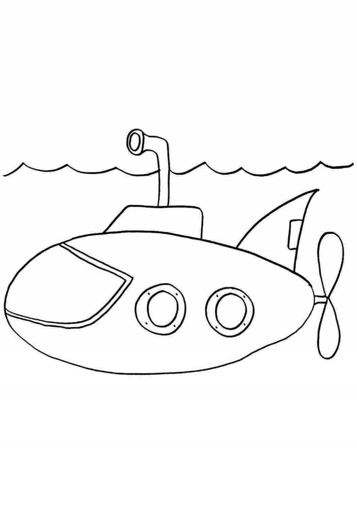 Замечательная раскраска подводной лодки для детей