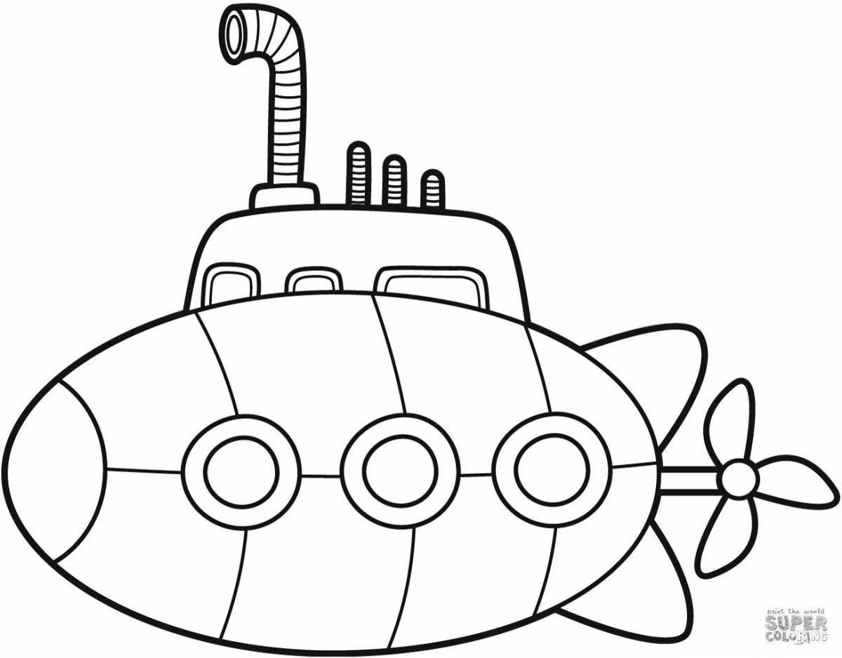 Unique submarine coloring book for kids