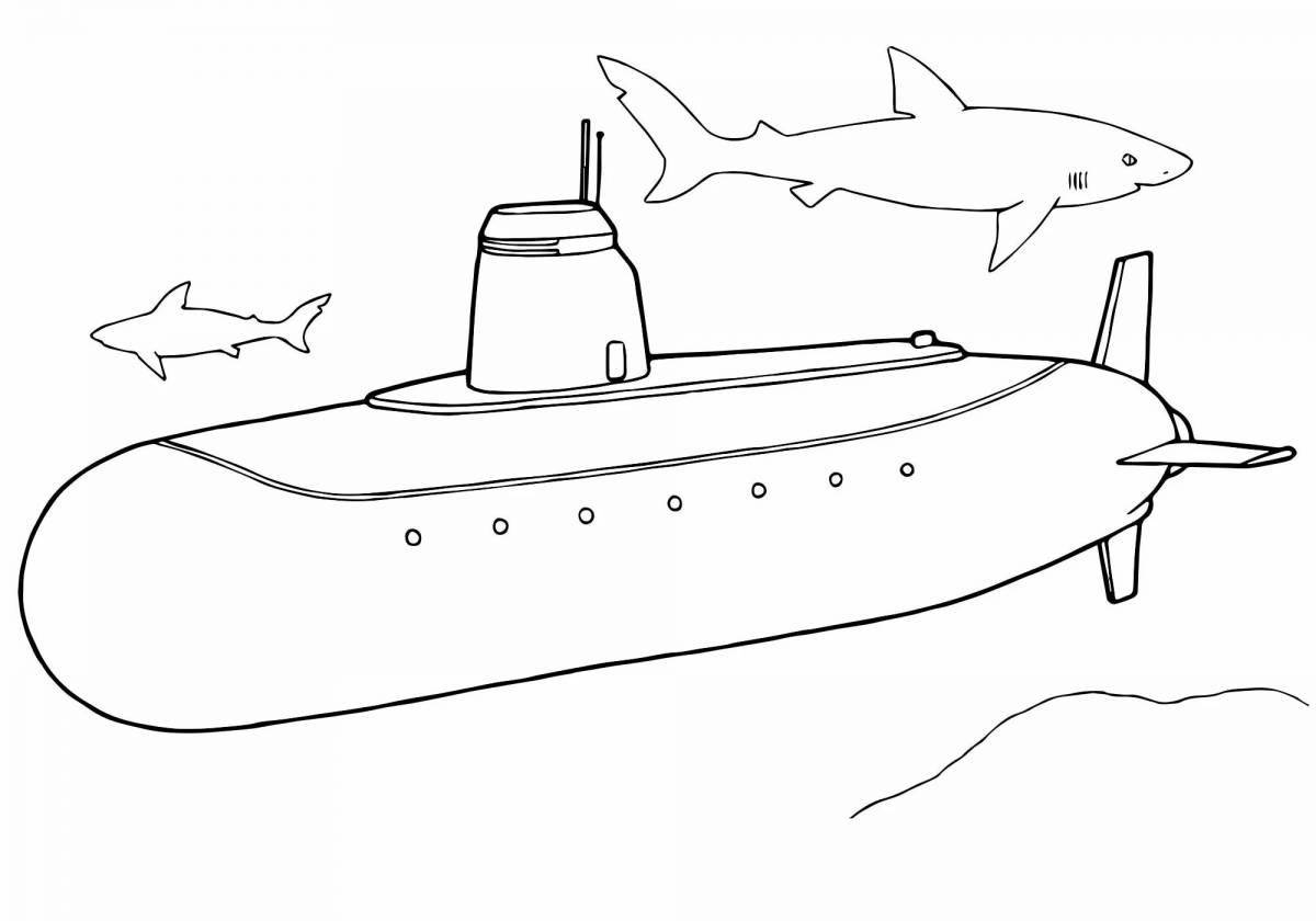 Креативная подводная лодка раскраски для детей