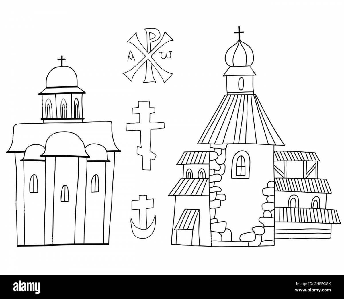 Great coloring domed church for kids