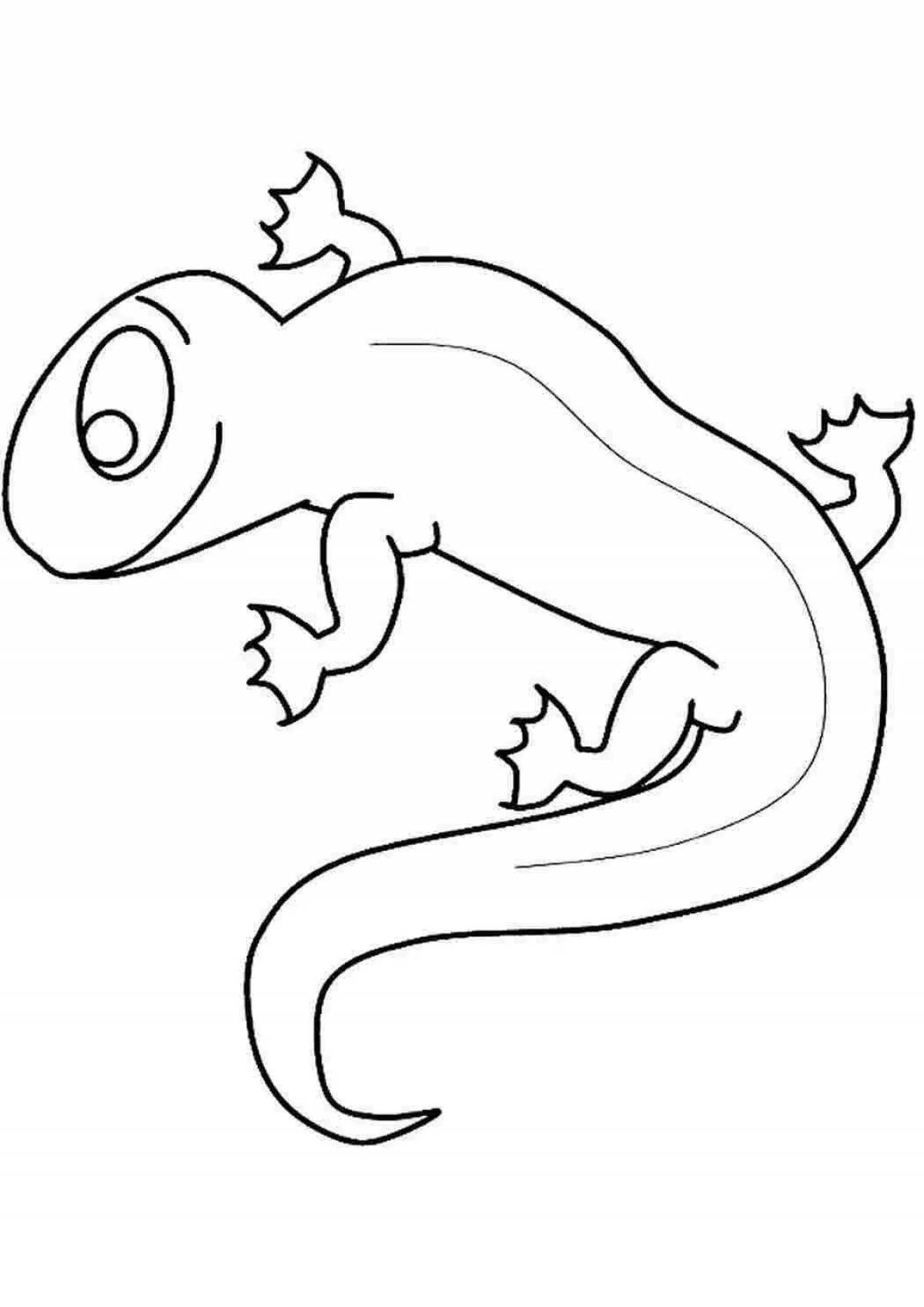 Coloring book cheerful newt